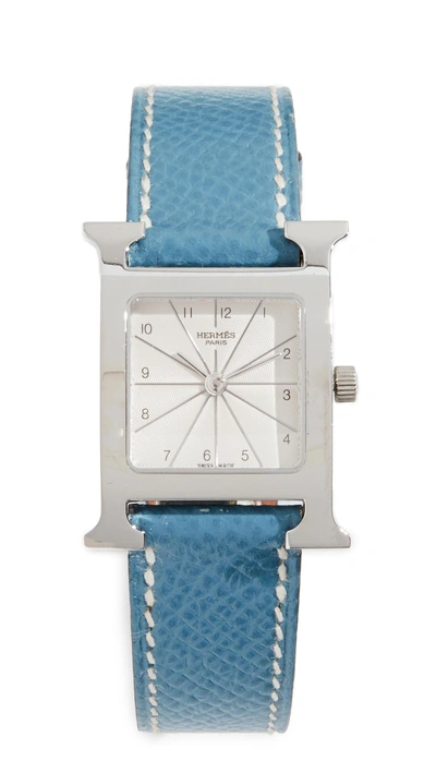 Shop Hermes H Hour Pm Watch In Blue/silver