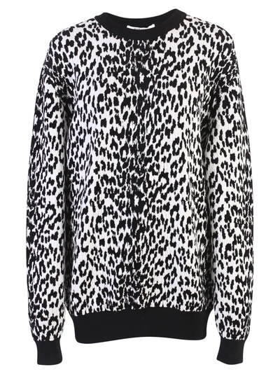 Shop Givenchy White And Black Leopard Print Sweater In Multi
