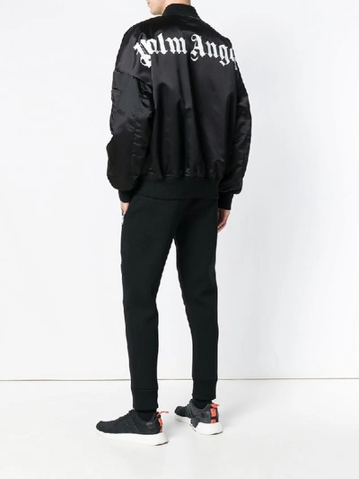 Shop Palm Angels Zipped Bomber Jacket In Black