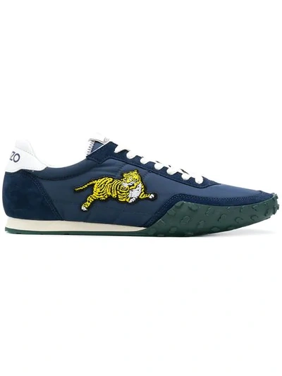 Shop Kenzo Tiger Patch Sneakers In Blue