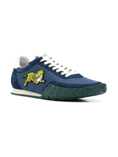 Shop Kenzo Tiger Patch Sneakers In Blue
