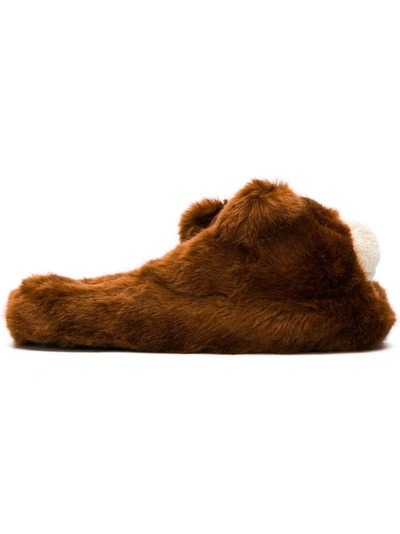 Shop Dolce & Gabbana Teddy Bear Slippers In Brown