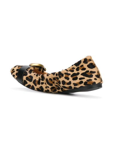 Shop Coach Leopard Ballerina Shoes - Neutrals