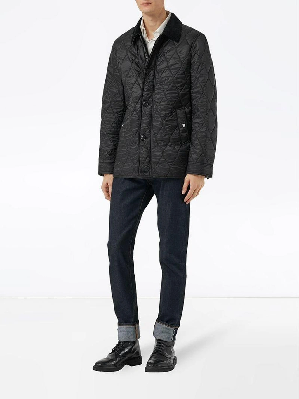 Burberry Gransworth Leather Elbow Patch Quilted Jacket In Black ModeSens
