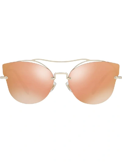 Shop Miu Miu Scenique Mirrored Sunglasses In Yellow & Orange