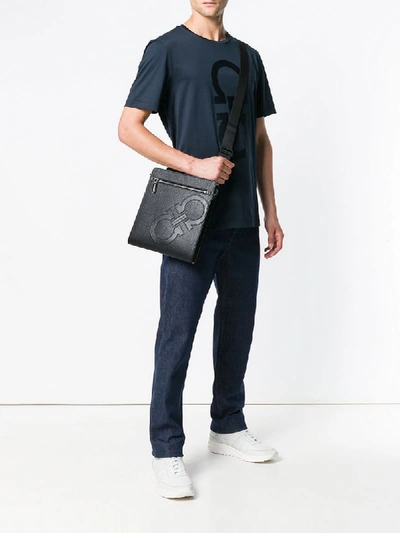 Shop Ferragamo Gancini Messenger Bag In Black