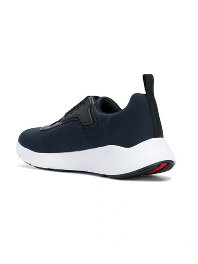 Shop Prada Logo Low Top Sneakers - Blue
