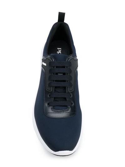 Shop Prada Logo Low Top Sneakers - Blue