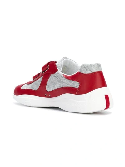 Shop Prada Logo Touch Strap Sneakers - Red