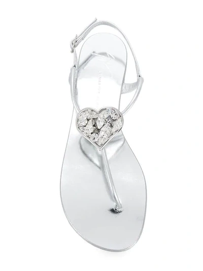 Shop Giuseppe Zanotti Hollie Heart Embellished Sandals In Metallic
