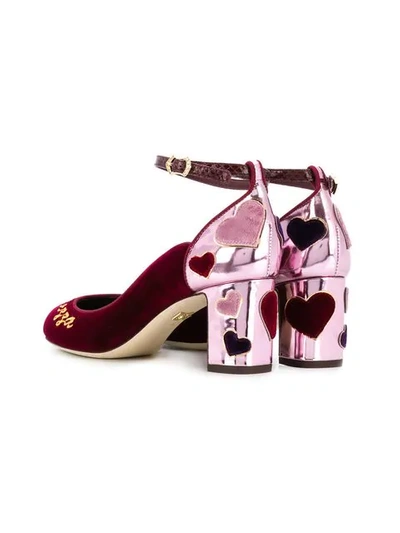 Shop Dolce & Gabbana L'amore Heart Pumps In Red
