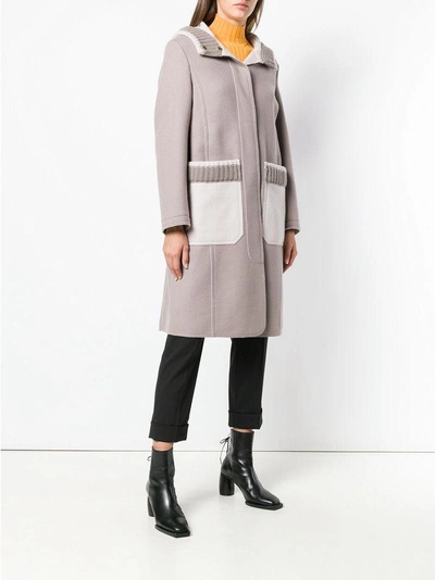 Shop Lorena Antoniazzi Knitted Trim Coat - Grey