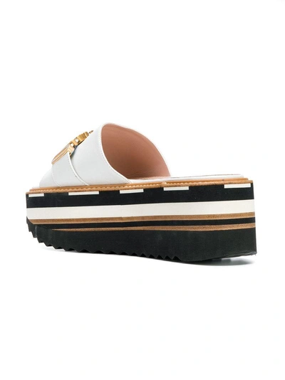 Shop Moschino Platform Logo Sandals - White