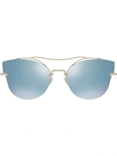 Shop Miu Miu Scenique Mirrored Sunglasses In Grey