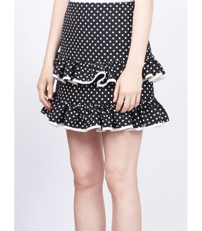 Shop Valentino Polka Dot Frilled Skirt In White/black