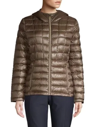 Shop Calvin Klein Packable Down Puffer Coat In Taupe