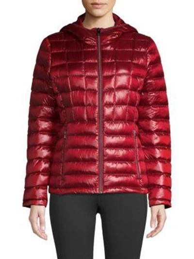 Shop Calvin Klein Packable Down Puffer Coat In Crimson