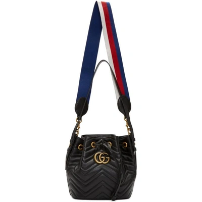 Shop Gucci Black Gg Marmont 2.0 Bucket Bag In 8975 Black