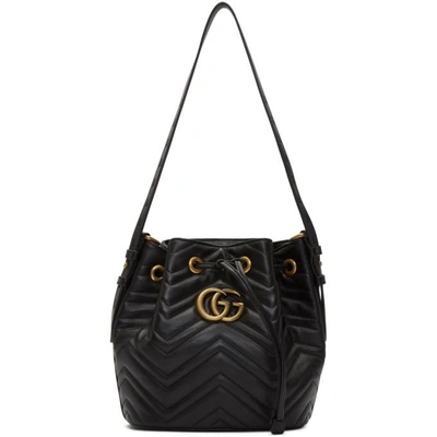 Shop Gucci Black Gg Marmont 2.0 Bucket Bag In 8975 Black