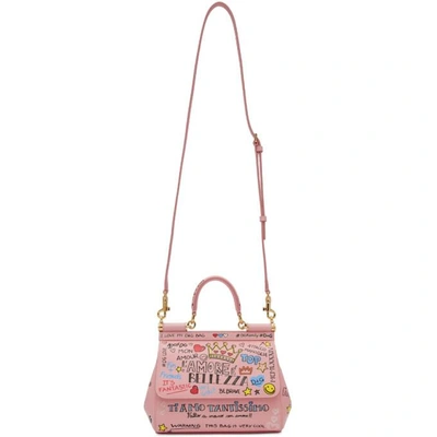 Shop Dolce & Gabbana Dolce And Gabbana Pink Small Graffiti Miss Sicily Bag In Hep52 Pink