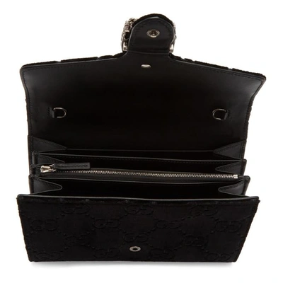 Shop Gucci Black Gg Velvet Dionysus Wallet Bag In 8176 Black