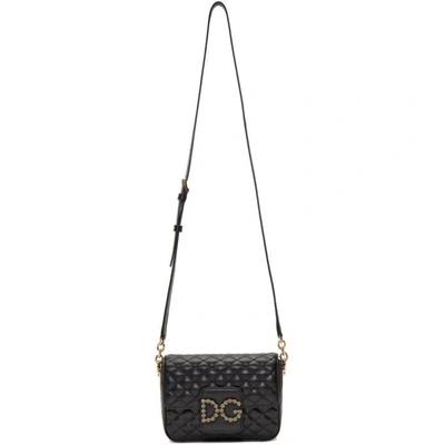 Shop Dolce & Gabbana Dolce And Gabbana Black Small Quilted Crystal Millennials Logo Bag In 80999 Black