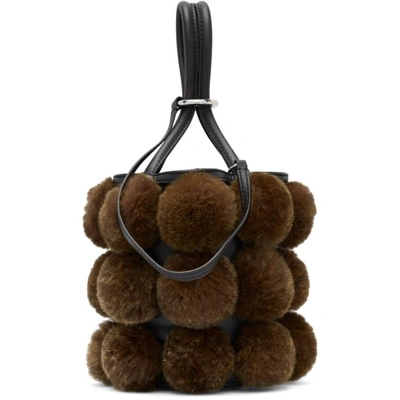 Shop Alexander Wang Black And Brown Fur Mini Roxy Bag In 264 Racoon