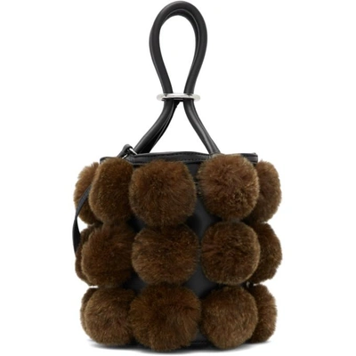 Shop Alexander Wang Black And Brown Fur Mini Roxy Bag In 264 Racoon