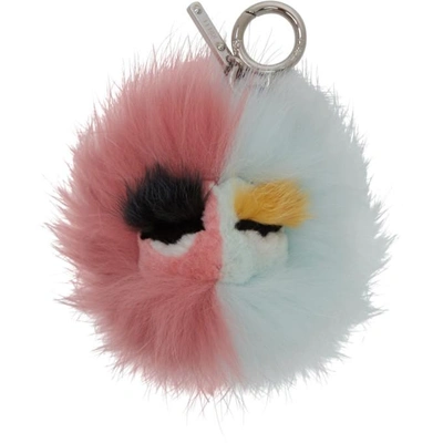 Shop Fendi Pink And Blue Fur Bag Bugs Keychain In F13yr Pink