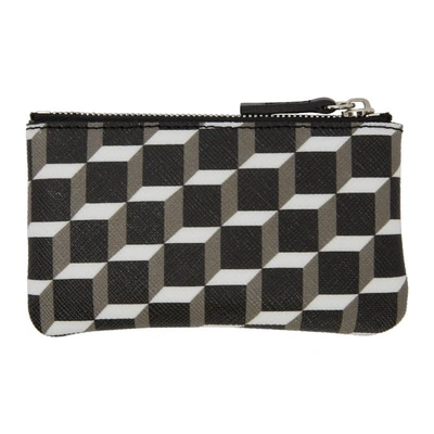 Shop Pierre Hardy Black And White Cube Perspective Coin Pouch In Black-wh-bl