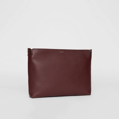 Shop Burberry Large Tri-tone Leather Clutch In Deep Claret/dusty Rose