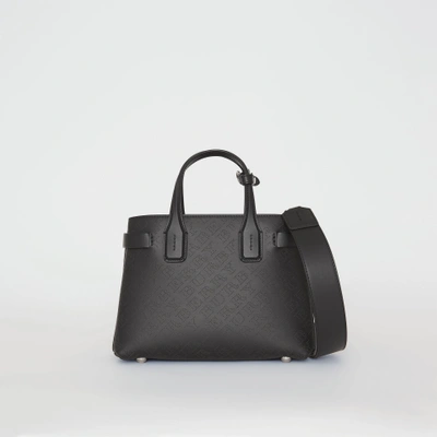 Shop Burberry The Small Banner In Perforated Logo Leather In Black