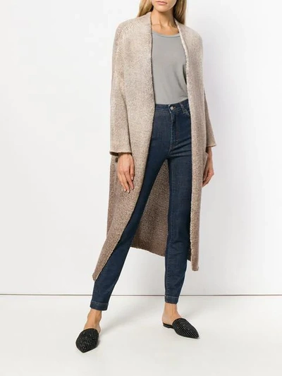 belted long cardigan