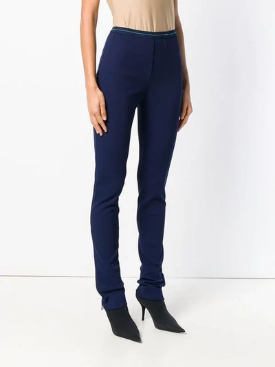 Shop Prada Logo Waistband Leggings In Blue