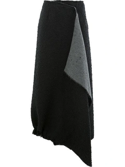 Shop Masnada Two-tone Asymmetric Wrap Skirt - Black