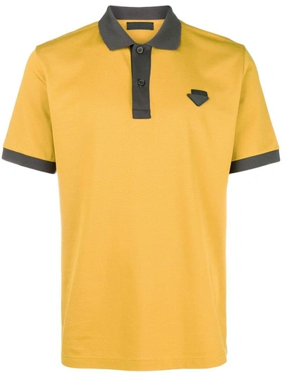Shop Prada Logo Polo Shirt - Yellow