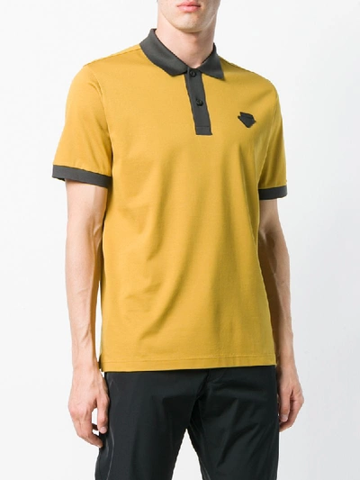Shop Prada Logo Polo Shirt - Yellow
