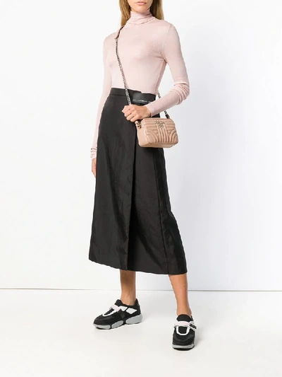 Shop Prada Diagramme Leather Crossbody Bag - Pink