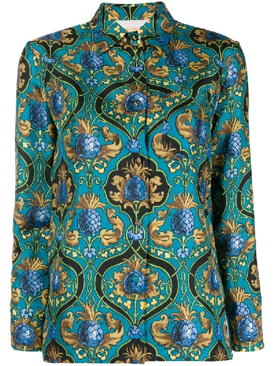 Shop La Doublej Printed Slim Shirt - Blue