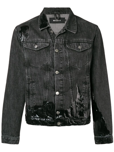 Misbhv Paint Splatter Denim Jacket In Black | ModeSens