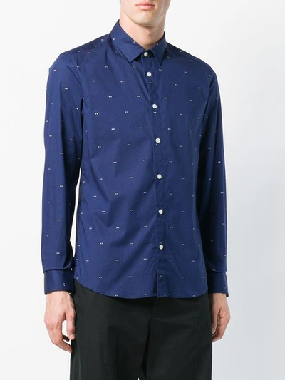 Shop Kenzo Button Down Shirt In Blue