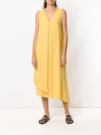 Shop Gloria Coelho Asymmetrical Silk Dress - Yellow