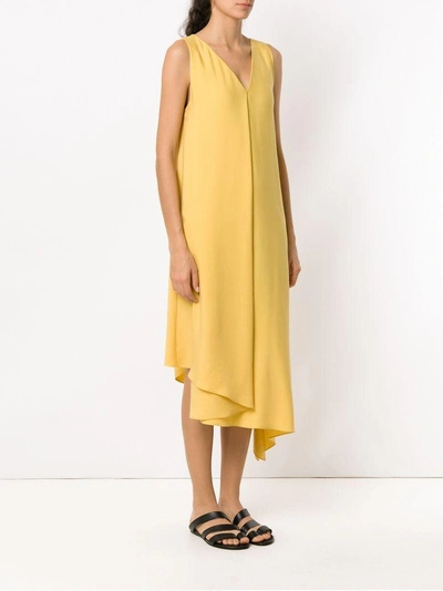 Shop Gloria Coelho Asymmetrical Silk Dress - Yellow