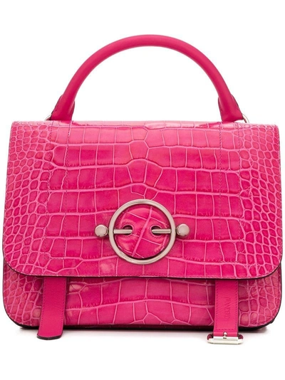 Shop Jw Anderson Large Disc Snakeskin-style Bag In Pink & Purple
