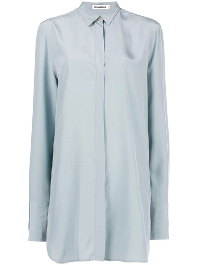 Shop Jil Sander Longline Shirt - Blue