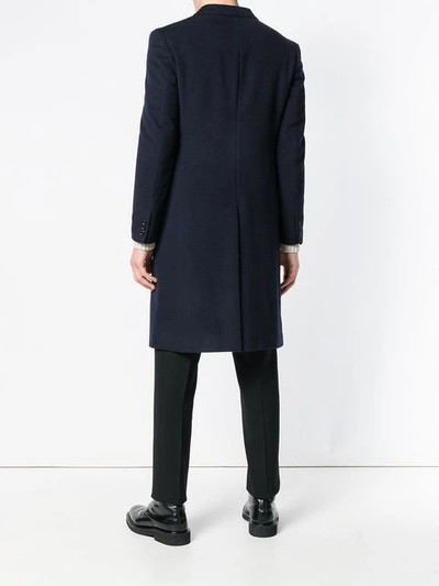 Shop Yohji Yamamoto Single Breasted Coat - Blue
