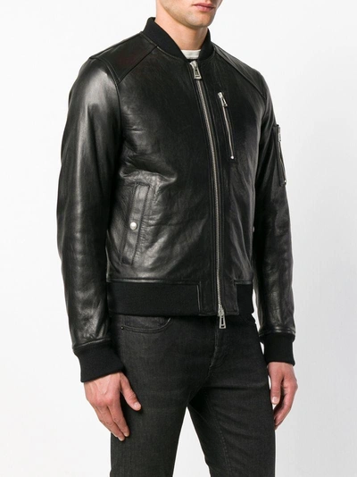 Shop Belstaff Leather Bomber Jacket - Black