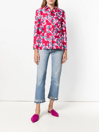 Shop La Doublej Geometric Print Shirt - Pink & Purple