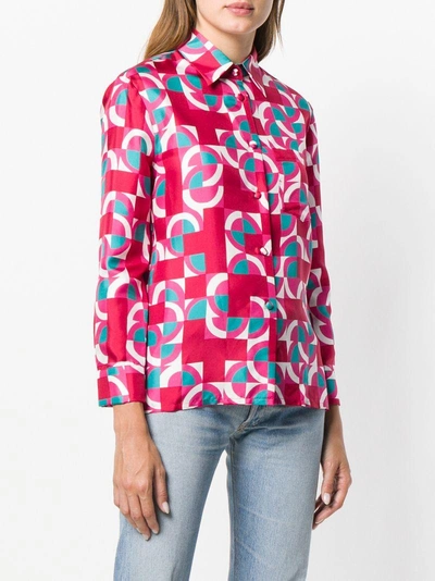 Shop La Doublej Geometric Print Shirt - Pink & Purple