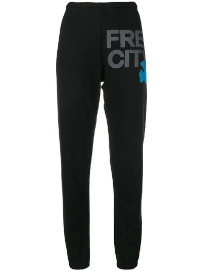 Shop Freecity Logo Print Track Pants - Black